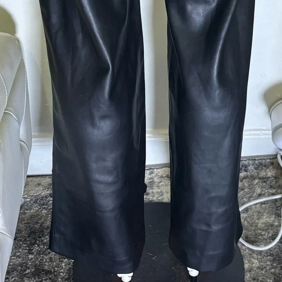 NWT ZARA Women’s Black High-Waisted Leather Pants - Picture 7 of 14